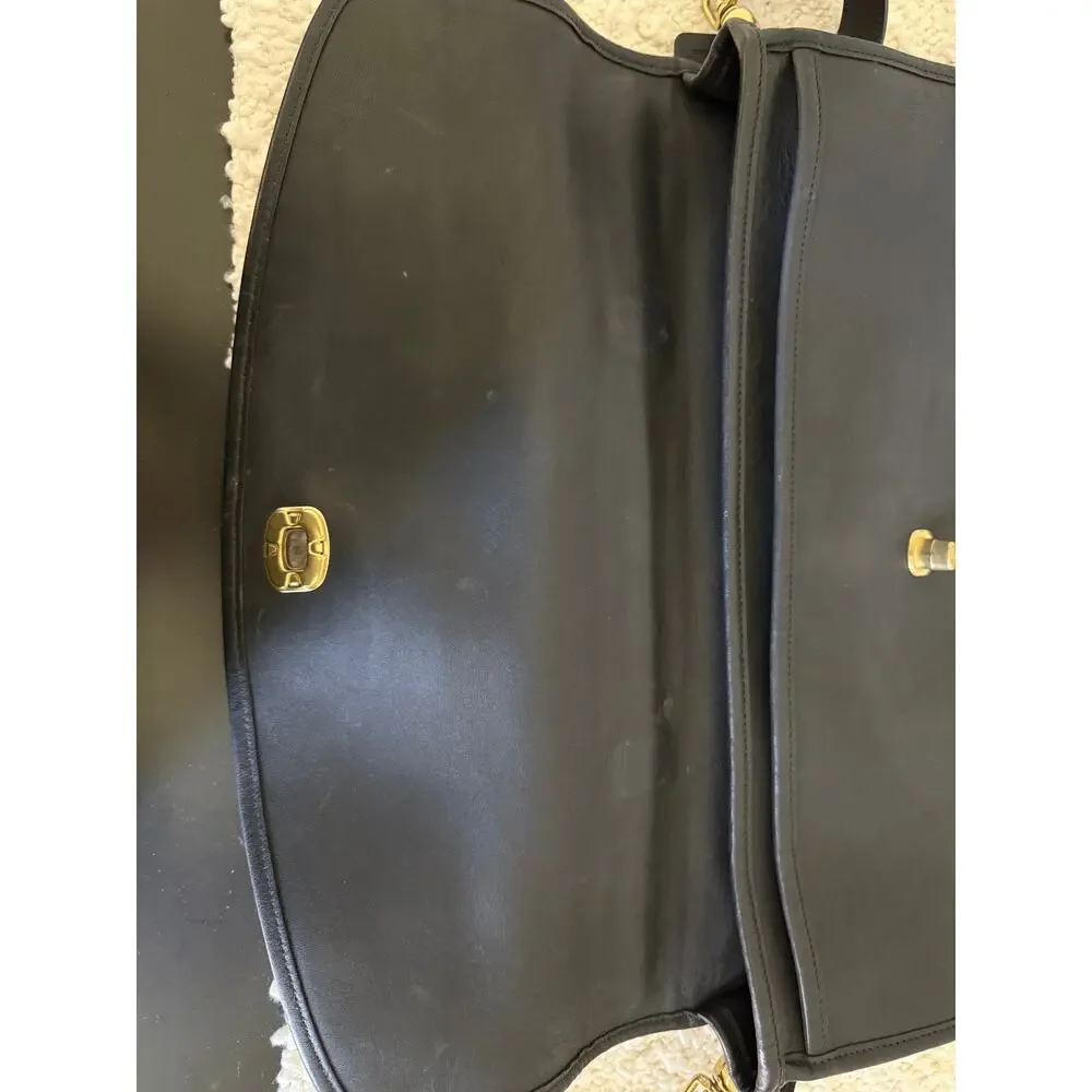 Vintage Coach Lexington Briefcase - Smooth Black Leather with Brass Hardware